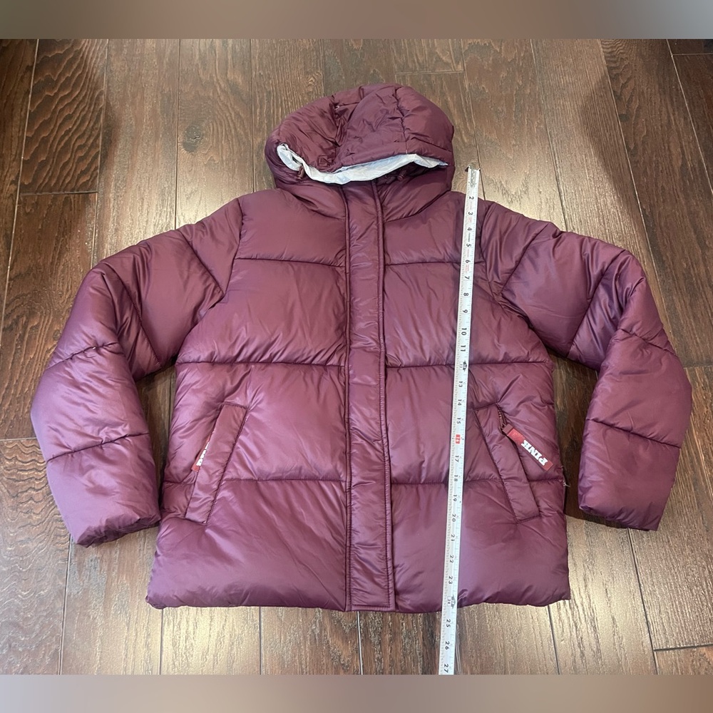 PINK Victoria's Secret Marshmallow Puffer Jacket Maroon Women Size X-Small NEW